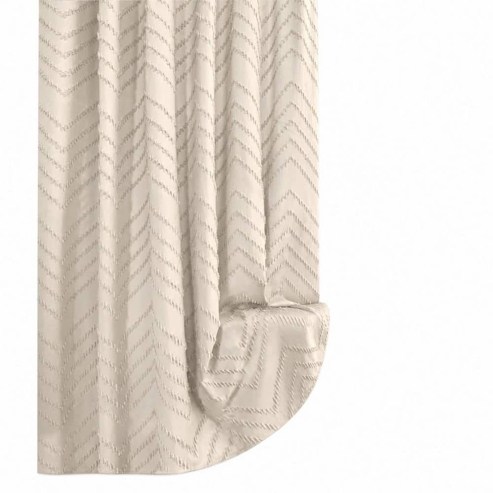 Beige Boho Shower Curtain 72 x 72 In, Tufted Chevron Textured Striped Woven Fabric, Modern Farmhouse Design price history on PriceWatchPro