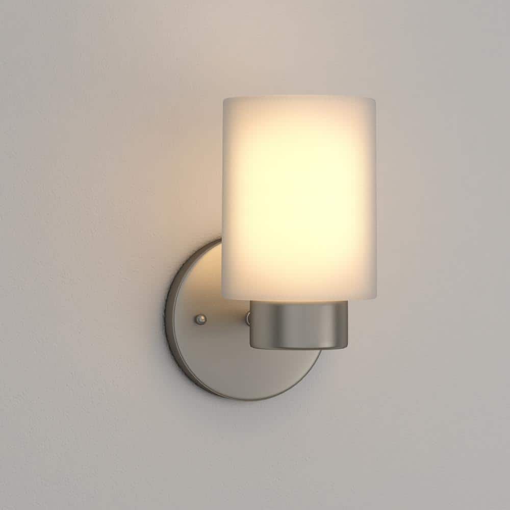 Modern Brushed Nickel 8'' Wall Sconce with Gray Glass Shade