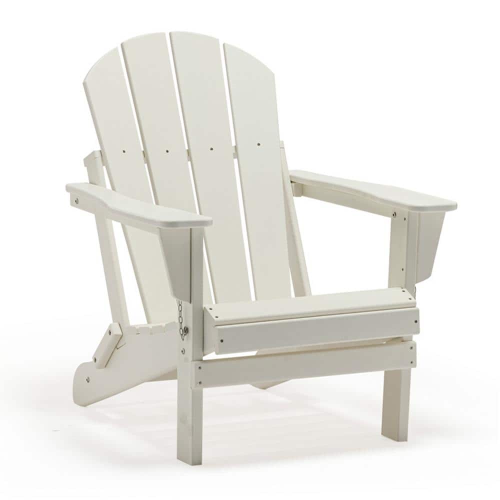 Classic White Folding Plastic Outdoor Adirondack Chair for Backyard and Law