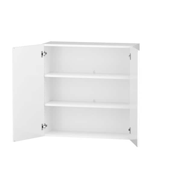 Hampton Bay Designer Series Melvern Assembled 36x30x12 in. Wall Open Shelf Kitchen Cabinet in White