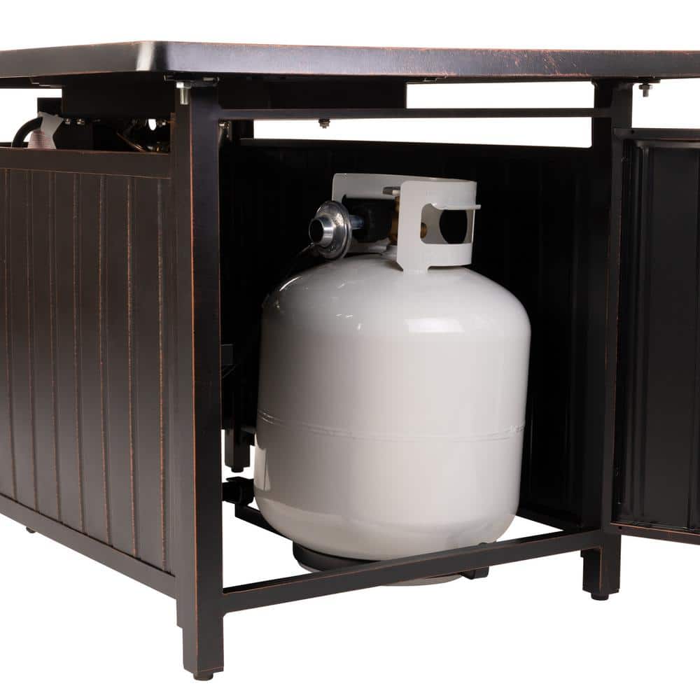 Bravos Antique Bronze Rectangular Aluminum Gas Fire Pit Table