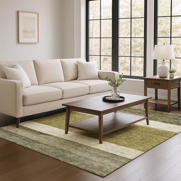 Mayfield Premium Machine Washable Abstract AMF1624 Coffee 9 ft. x 12 ft. Area Rug