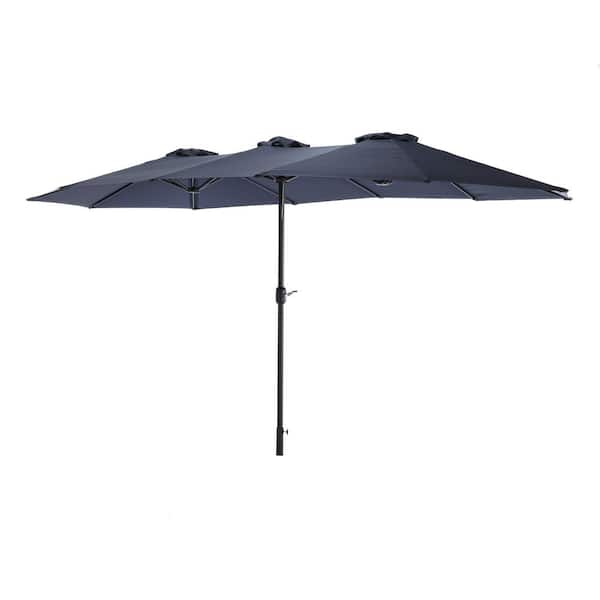 Sudzendf 14.8 ft. Double-Sided Market Patio Umbrella in Navy Blue with Crank