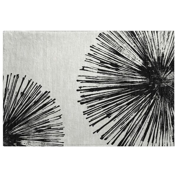 Dream Shag Premium Machine Washable Abstract ADS642 Black 3 ft. x 4 ft. Area Rug