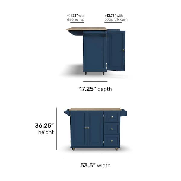 HOMESTYLES Dolly Madison Blue Kitchen Cart 4504-95 - The Home Depot