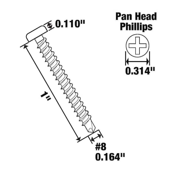 Everbilt #8 x 1 in. Phillips Pan Head Zinc Plated Sheet Metal