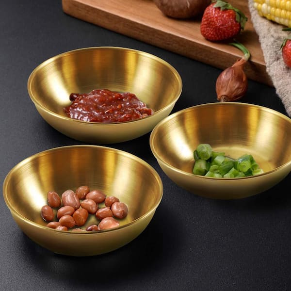 3.2 in. Stainless Steel Dipping Bowls Condiment Servers with Round for Seasoning, and Serving Appetizers, Golden(8-Pack)