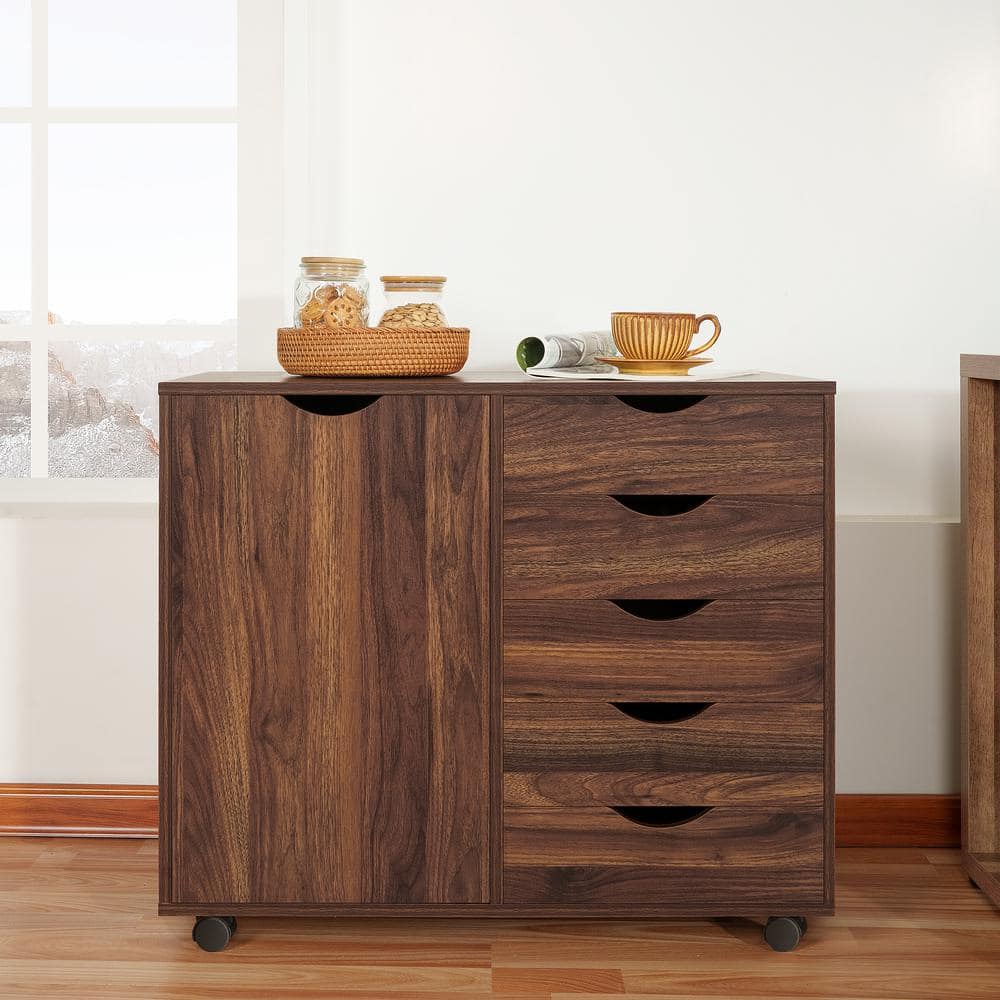 Reviews for HOMESTOCK Brown Oak, 5Drawer Wood Dresser Storage