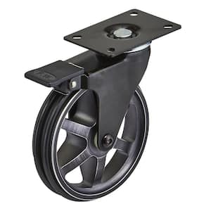 4-15/16 in. (125 mm) Rustic Iron Aluminum Vintage Braking Swivel Plate Caster with 176 lbs. Load Rating