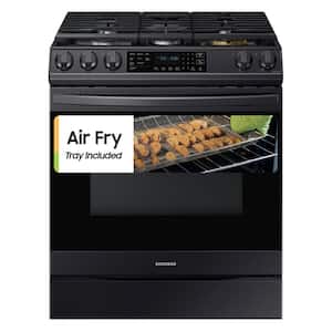 30 in. 6 cu. ft. 5-Burner Slide-In Gas Range with Air Fry and Fan Convection in Black Stainless Steel