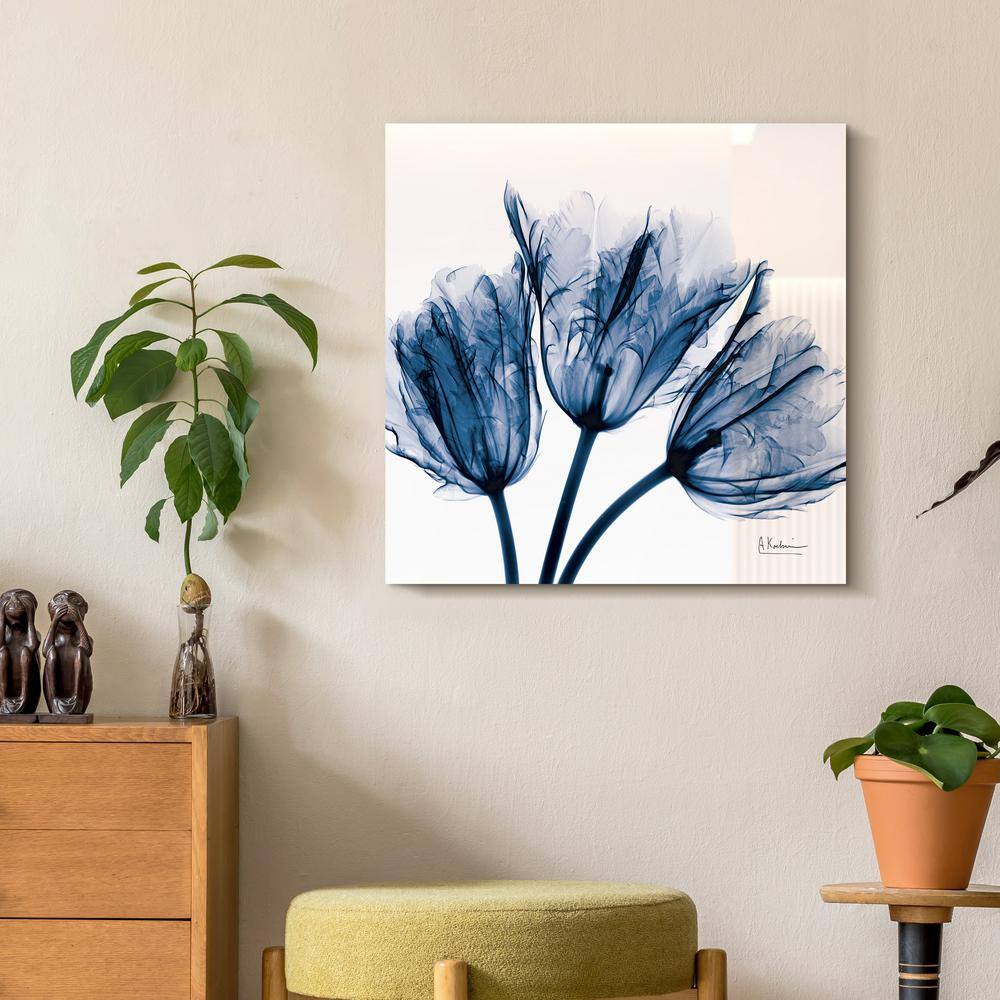 Empire Art Direct Blue Tulip X-Ray Floral Tempered Glass Art Print