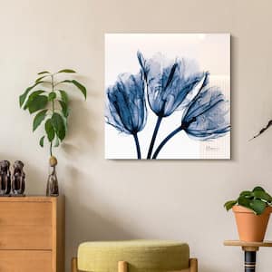 "Blue Tulip X-Ray" Frameless Free Floating Tempered Glass Panel Graphic Wall Art