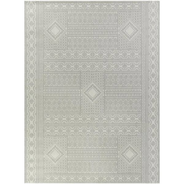 BALTA Darwin White 5 ft. 3 in. x 7 ft. Moroccan Indoor/Outdoor Area Rug