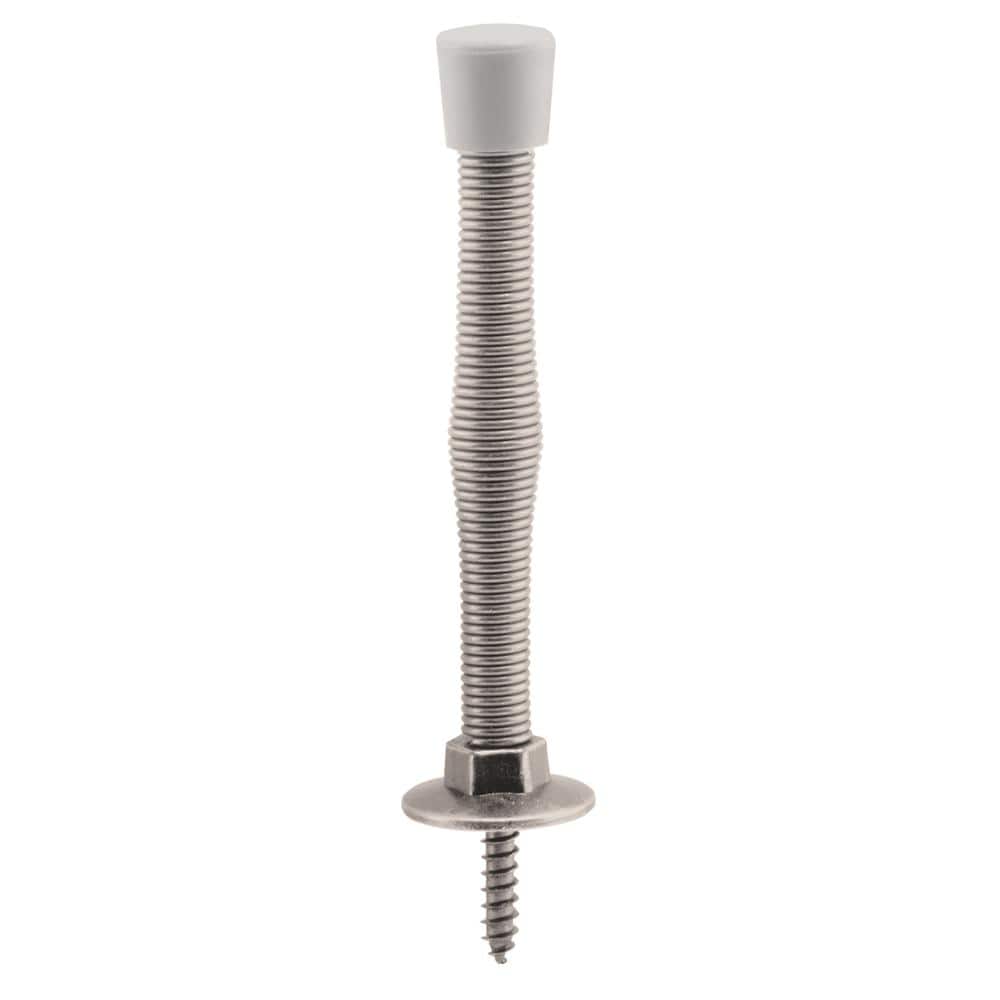 Door Stop 3 in. Reach Spring Steel Satin Nickel Heavy Duty Flexible Wire Rubber Tip Baseboard Mount (Pack of 5) price history on PriceWatchPro