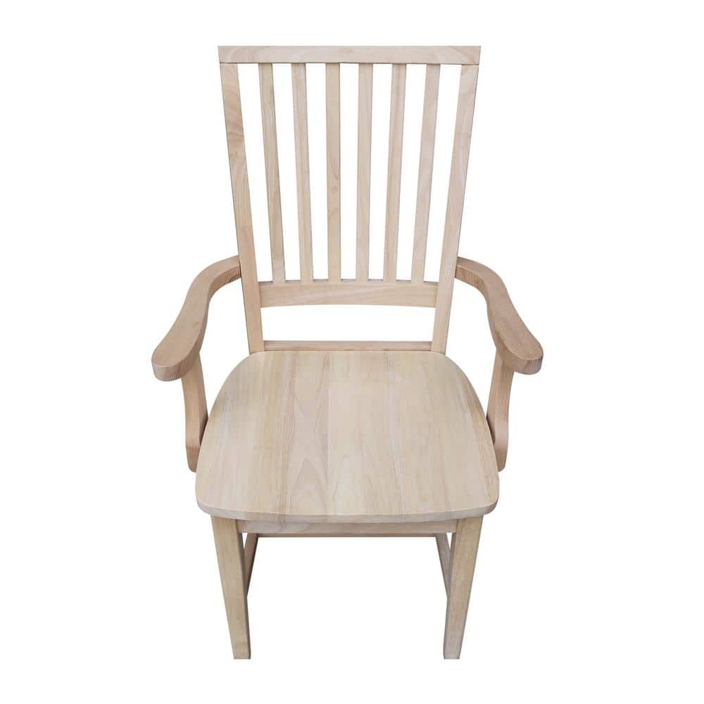 Traditional High-Back Unfinished Parawood Mission Arm Chair