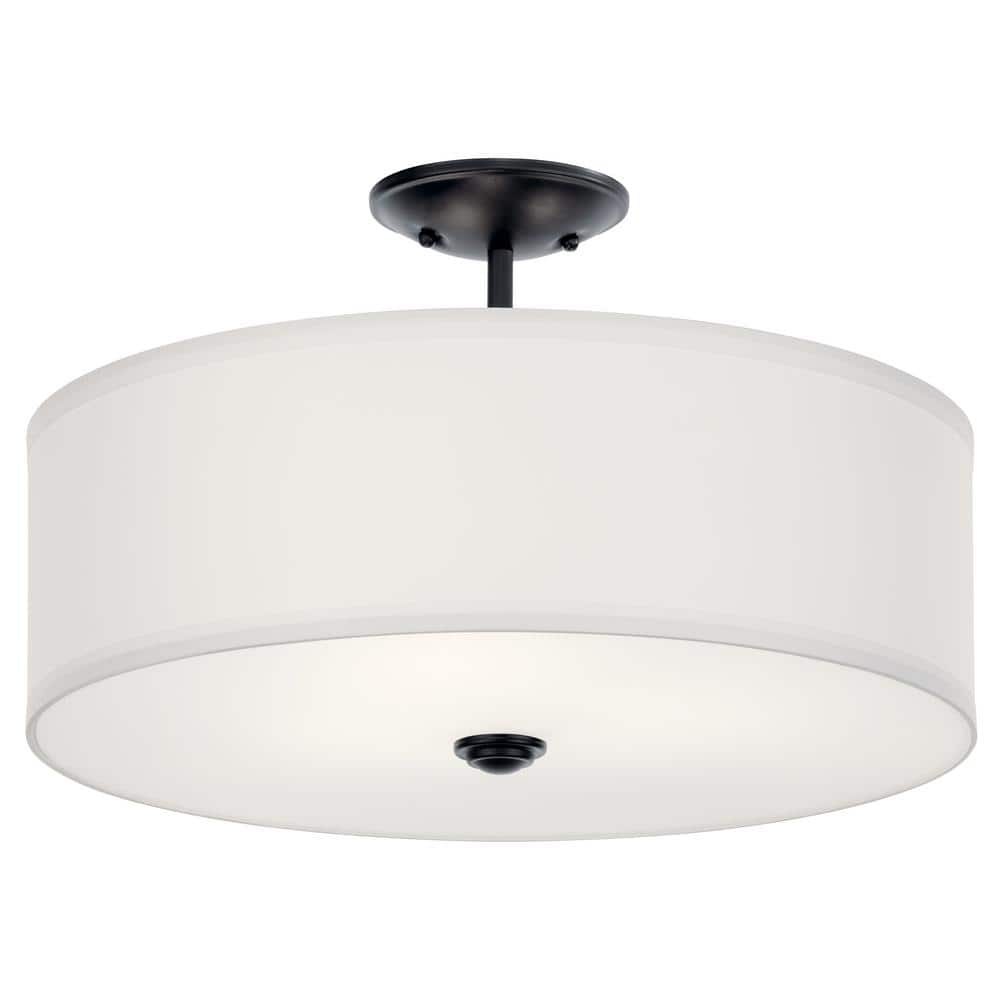 Kichler Lighting - Shailene - 3 Light Semi-Flush Mount - 18 inches wide-Black