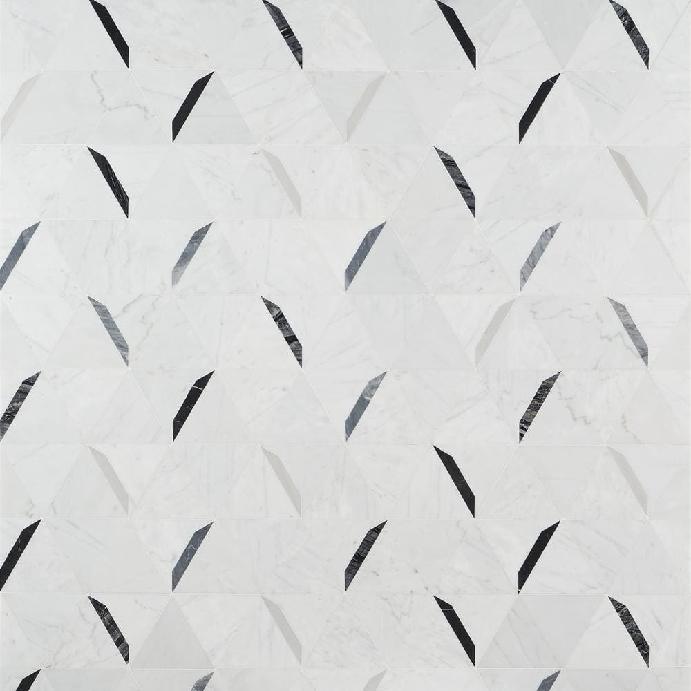 Santana Polished Gray Marble 12" x 20" Modern Mosaic Tile