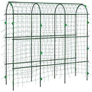 Cucumber Trellis, 6 ft. Tall Arch Trellis for Climbing Plants Outdoor, with Plastic Coated Steel Frame and Climbing Net