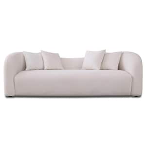 Handan 94 in. W Round Arm Boucle Fabric Mid Century Modern Luxury Curvy Couch in White