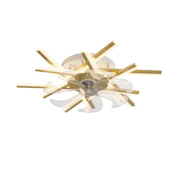 Nivencai 24 in. Indoor Gold Ceiling Fan with Adjustable White Integrated LED, Remote Included