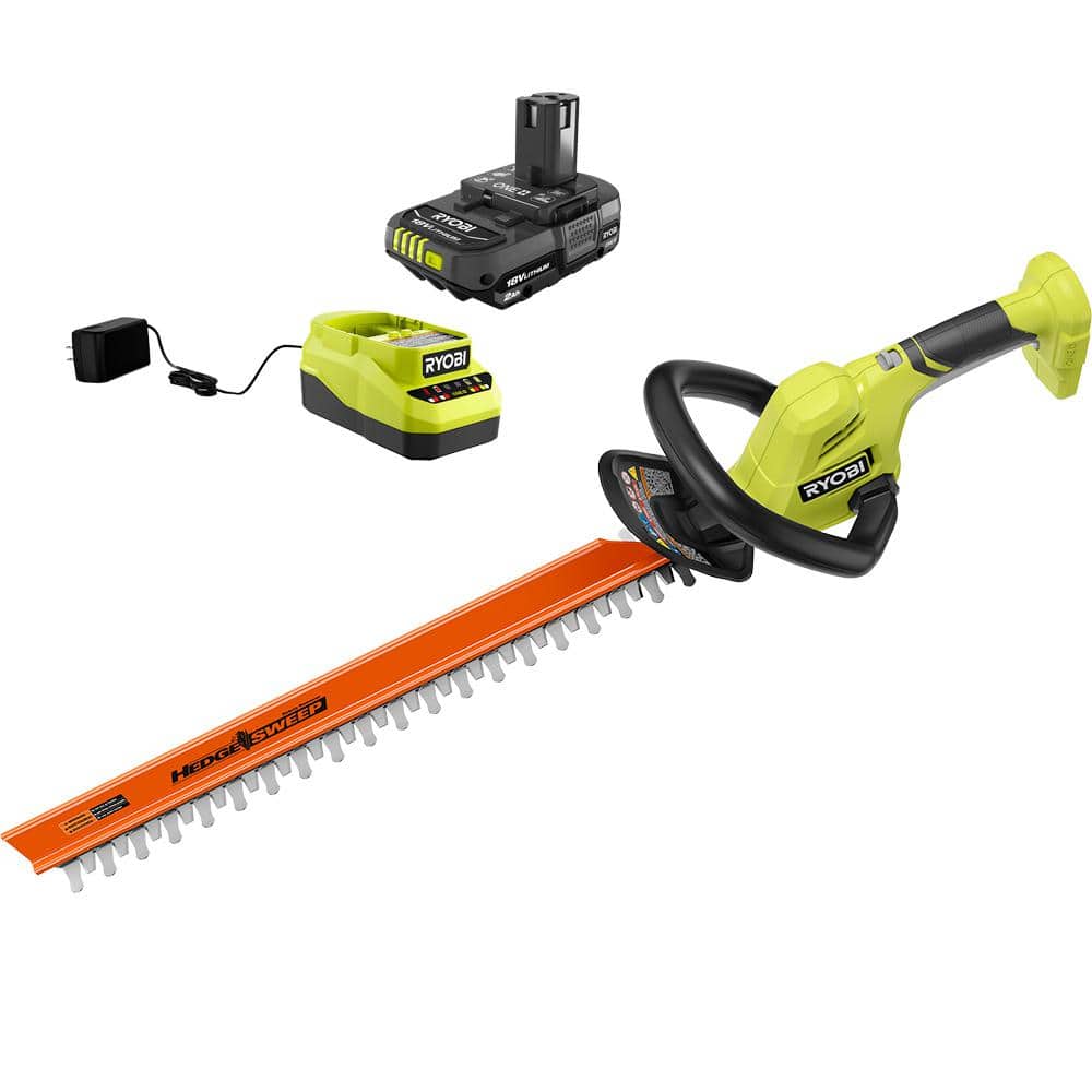 RYOBI ONE  18V 22 in. Lithium-Ion Cordless Hedge Trimmer with 2.0 Ah Battery and Charger P2690 - The Home Depot
