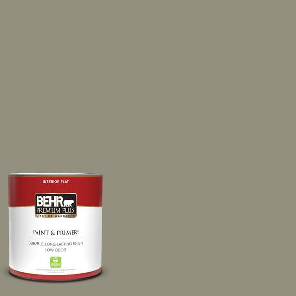 BEHR PREMIUM PLUS 1 qt. N3505 Muted Sage Flat Low Odor Interior Paint & Primer 130004 The