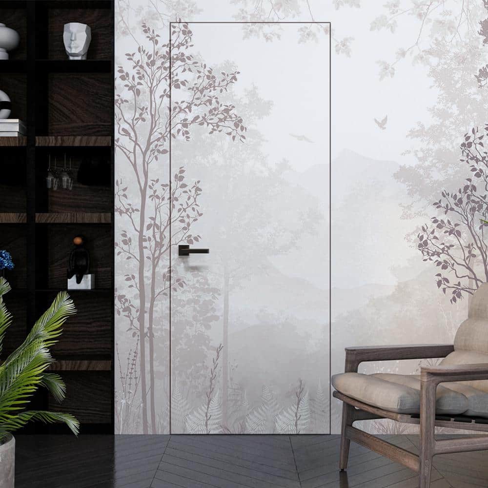 Primed White Pine Composite Frameless Interior Door with Satin Nickel Hinges