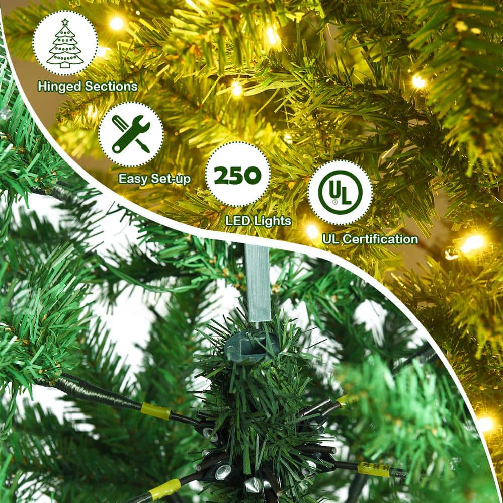 6' Green Pre-Lit Artificial Fir Christmas Tree with LED Lights