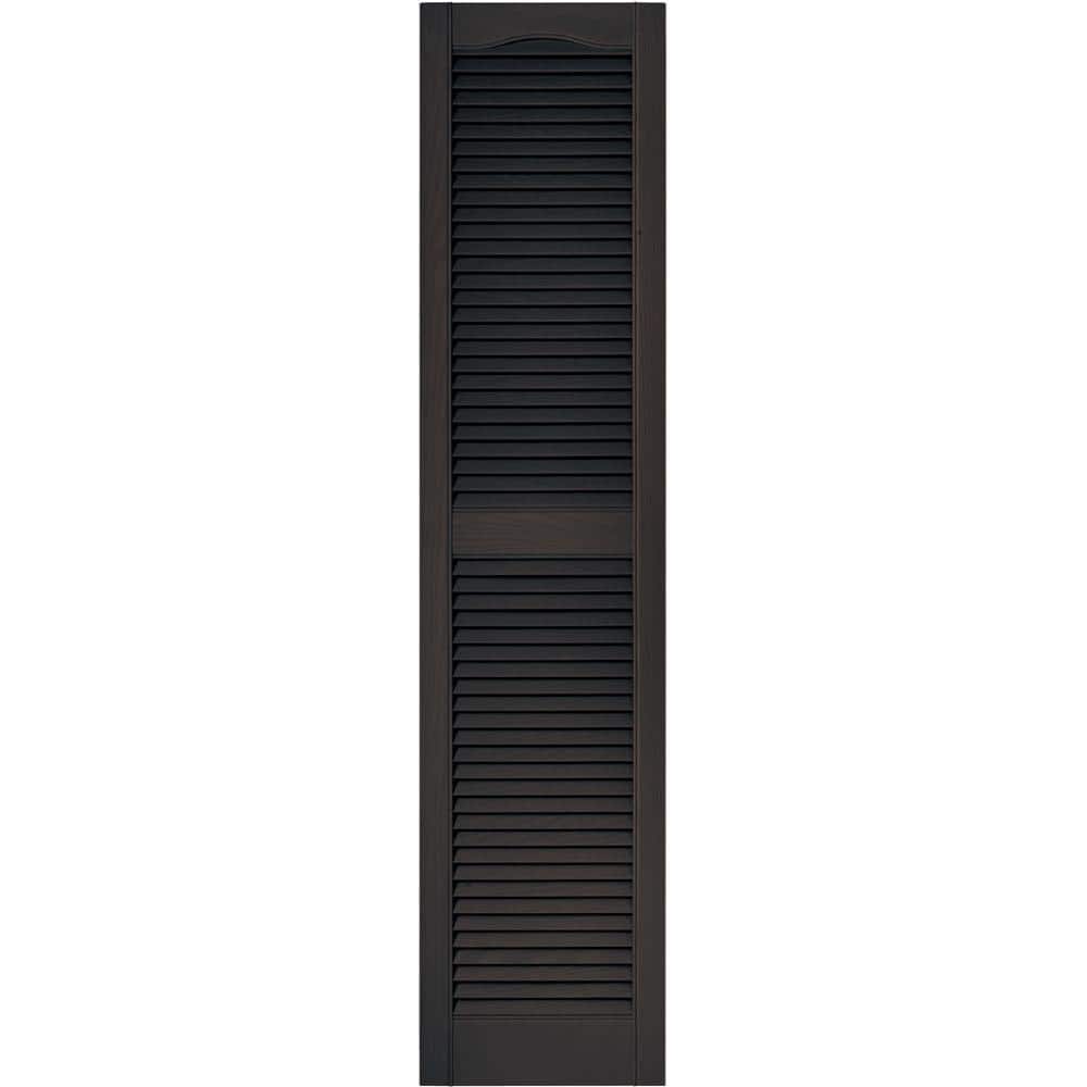 Builders Edge 15 in. x 64 in. Louvered Vinyl Exterior Shutters