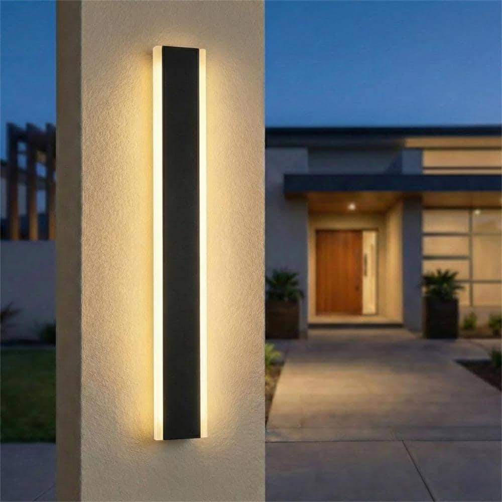 31.5 in. 1-Light Dimmable Black Integrated LED Waterproof Linear Outdoor Wall Sconce for Porch, Garage, Entryway price history on PriceWatchPro