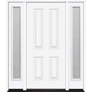 60 in. x 80 in. Element Series 4-Panel Primed White Right-Hand Steel Prehung Front Door w/ 10 in. Mini Blind Sidelites