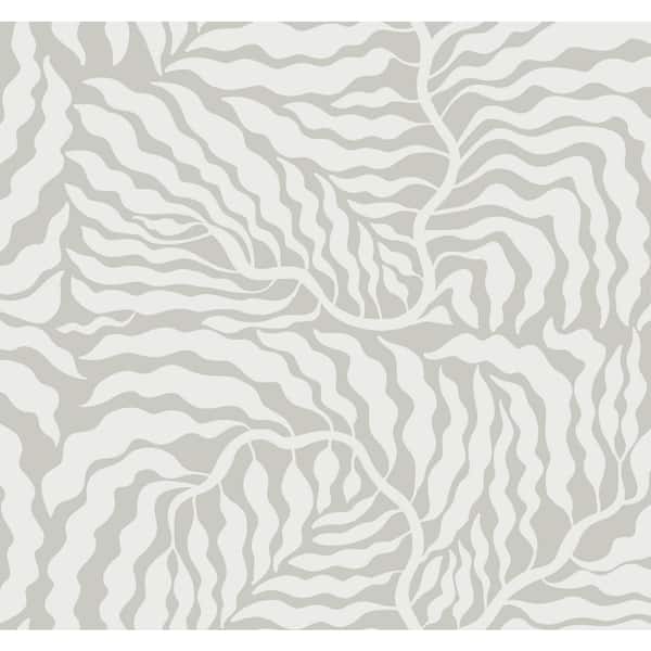York Wallcoverings Grey and White Fern Fronds Matte Non-Pasted Paper Wallpaper