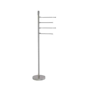 9 in. Towel Bar Stand with 4-Pivoting Swing Arm Towel Holder in Satin Nickel