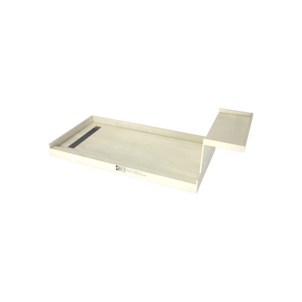 32 In x 72 In Single Curb Tileable Shower Pan with Left Drain, Linear Brushed Nickel Grate, and Bench price history on PriceWatchPro