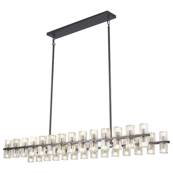 56 light Black Large Square / Rectangular Crystal Cup Chandelier for Bedroom Living Room Foyer with no bulbs included