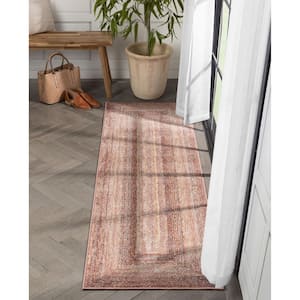 Rodeo Chindi Modern Solid and Striped Blush Yellow 2 ft. 3 in. x 7 ft. 3 in. Runner Area Rug