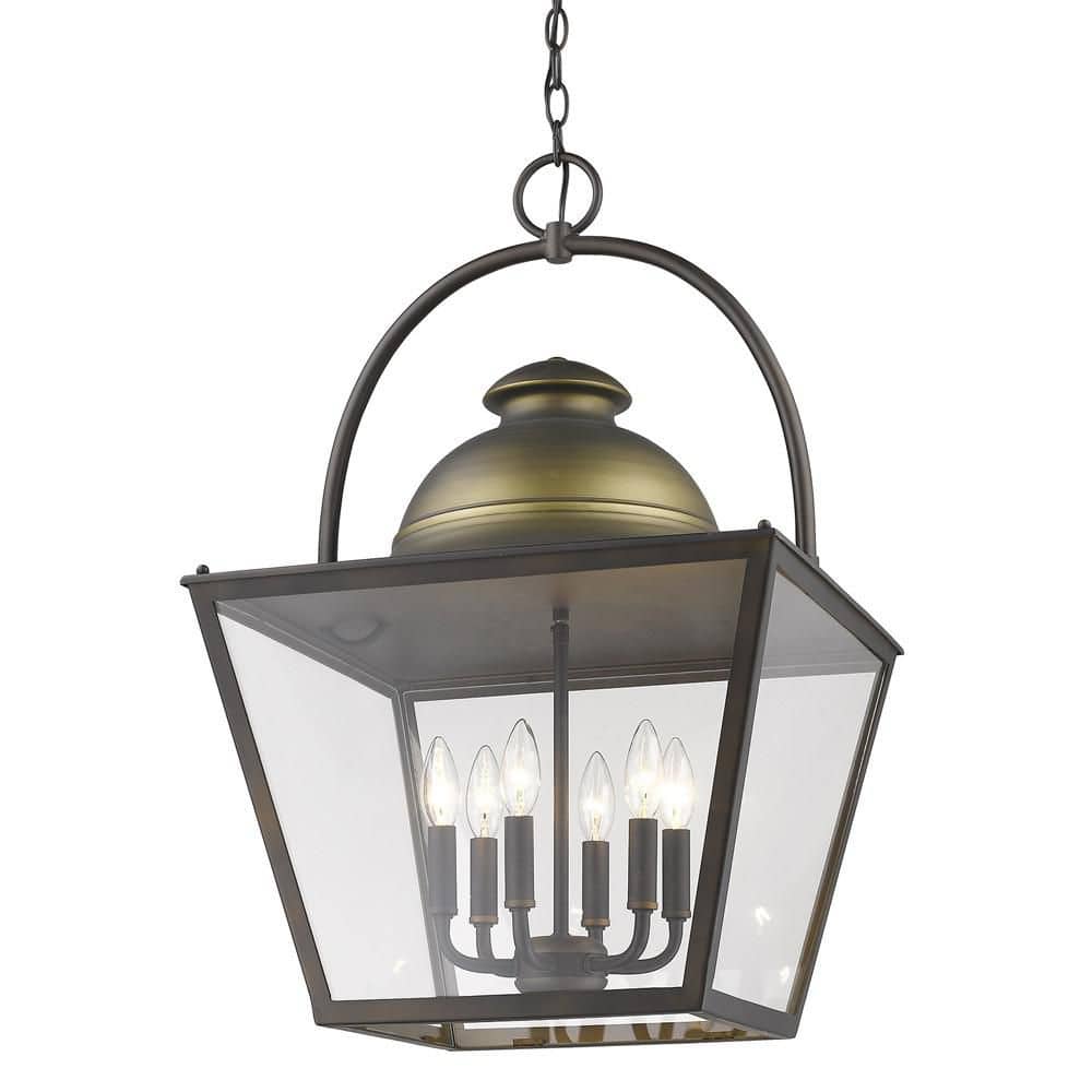 60-Watt 6 Light Bronze Pendant Light with Crystal, No Bulbs Included price history on PriceWatchPro