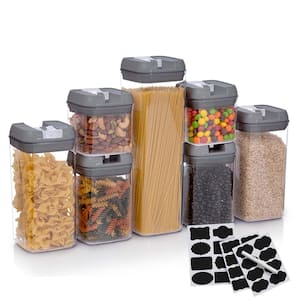 7-piece Plastic Stackable Airtight Food Storage Container Set - Gray