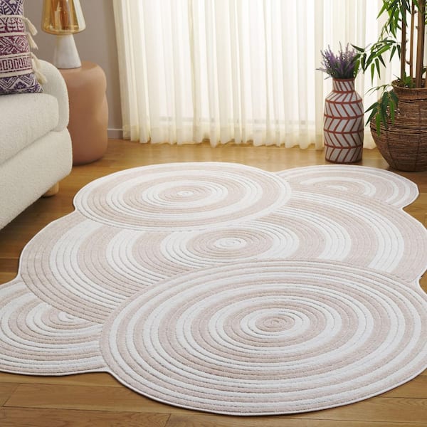Contour 8 ft. x 10 ft. Ivory/Beige Striped Abstract Area Rug