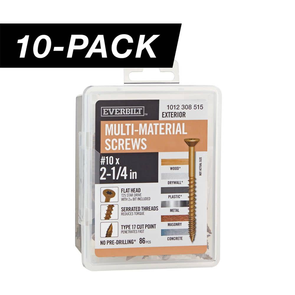 10-Pack #10 x 2-1/4 in. Brown 6-Lobe Star Drive Exterior Flat Head Multi-Material Screw (10 lbs. / 860-piece) price history on PriceWatchPro