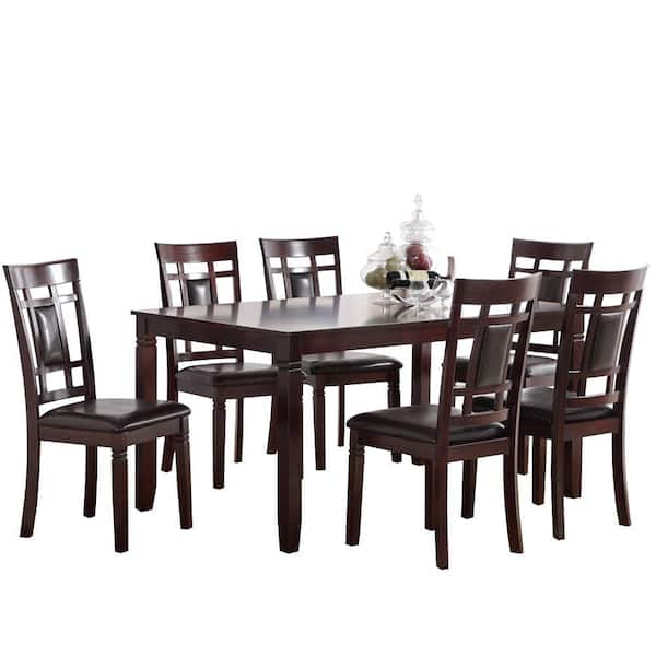 Modish Espresso Brown Rubber Wood 7 Piece Dining Set