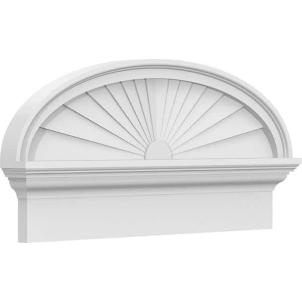 Ekena Millwork 2-3/4 in. x 28 in. x 13-7/8 in. Elliptical Sunburst Architectural Grade PVC Combination Pediment