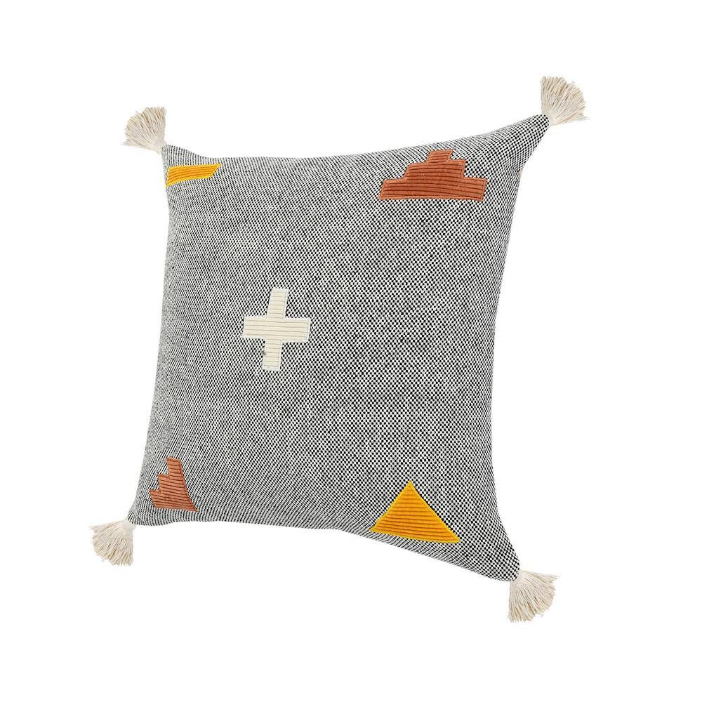 Zeal 20" Gray and Orange Bohemian Throw Pillow