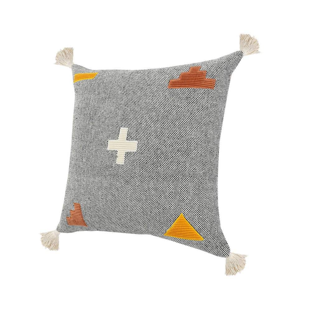 Zeal 20" Gray and Orange Bohemian Throw Pillow