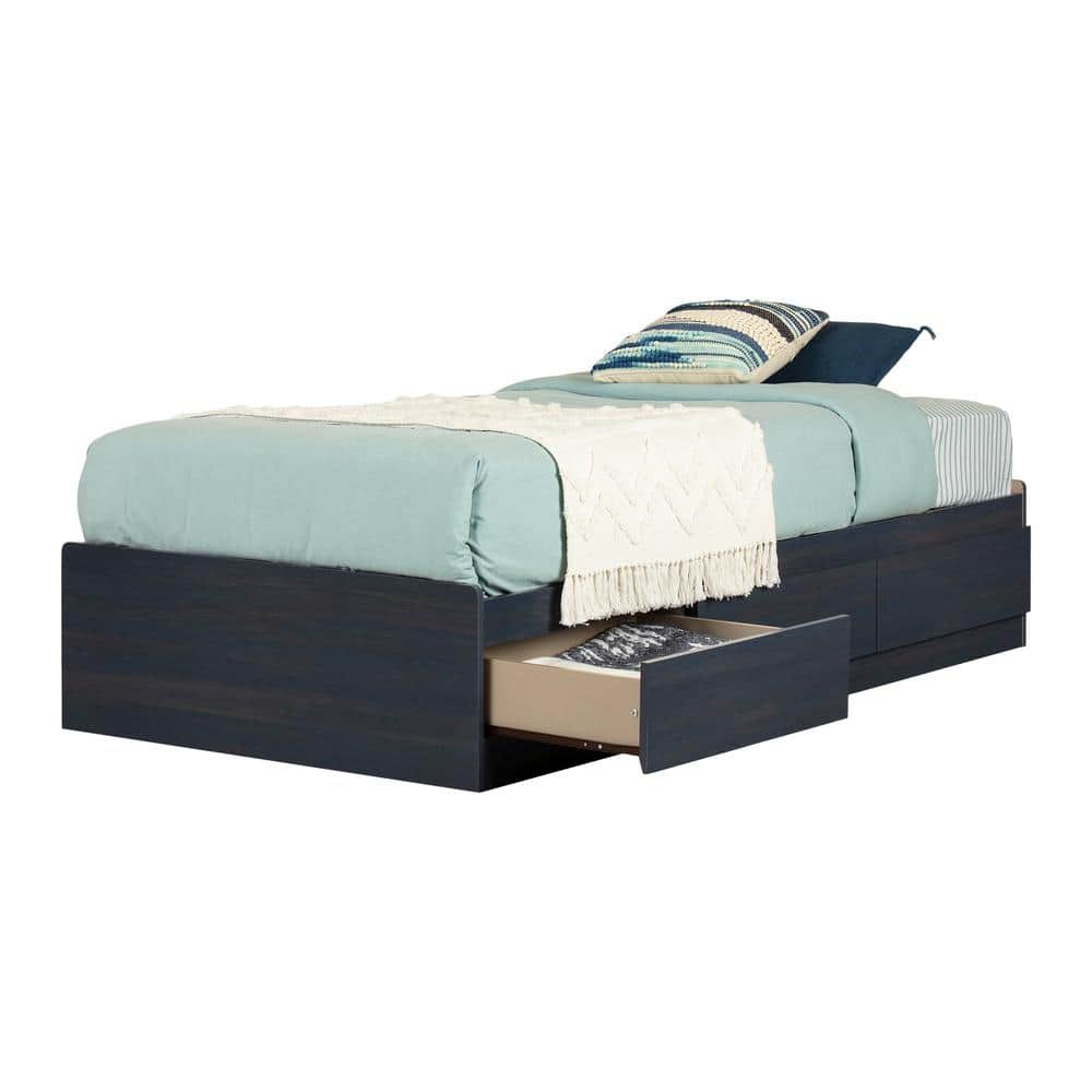 Blueberry Twin Captain's Bed with 3 Storage Drawers