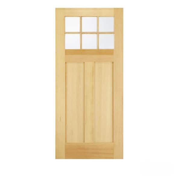 JELD-WEN 32 in. x 80 in. 6 Lite Unfinished Wood Front Door Slab