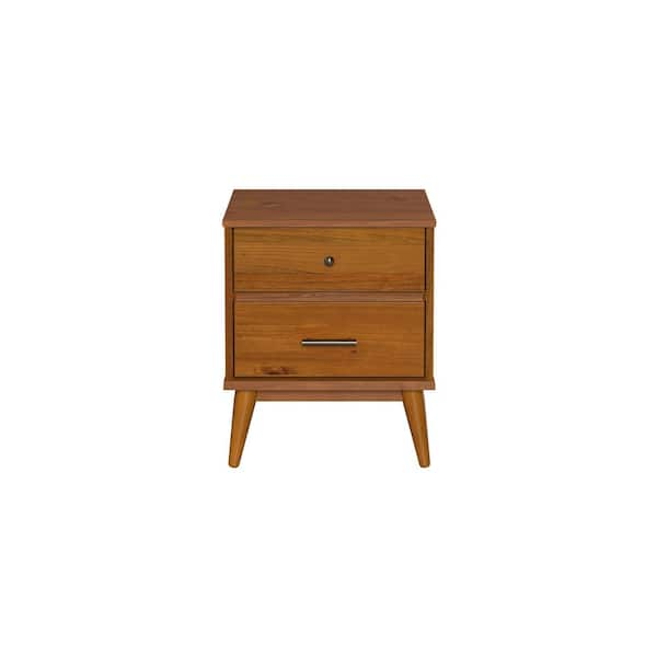 Mid-Century 2 Drawer Castanho Nightstand factory