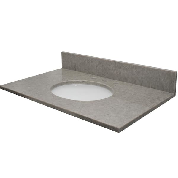 MarCraft Vista 31 in. W x 22 in. D Quartz Single Oval Basin Vanity Top in Diamante with White Basin