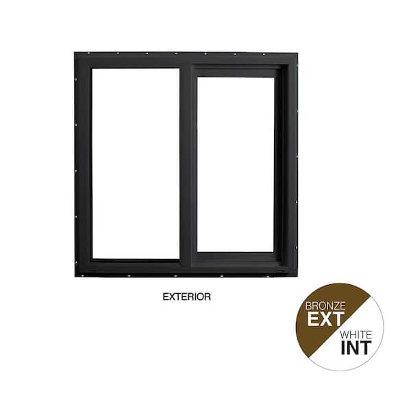 47.5 in. x 47.5 in. Select Series Left Hand Horizontal Sliding Vinyl Bronze Window with White Int, HPSC Glass and Screen