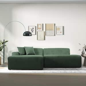 Delphine 101.6 in. Square Arm 2-piece L Shaped Corduroy Fabric Left Sectional Sofa in. Green